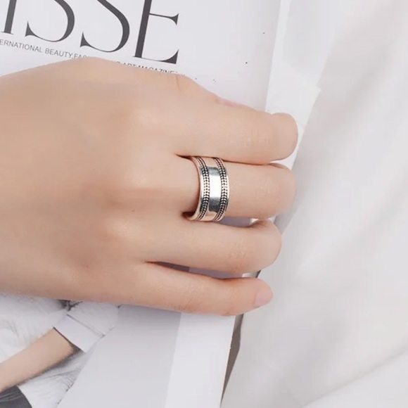Retro 925 Sterling Silver Band Ring - Picture 3 of 11